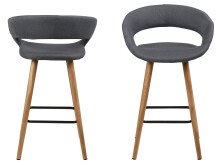 Barhocker >Gamarond I< (2er-Set) in Dunkelgrau - 56x87x43 (BxHxT)