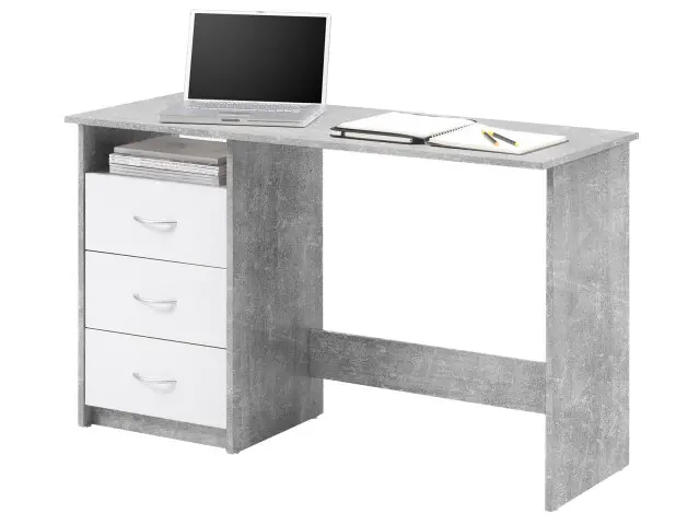 Schreibtisch >Mack< (B/H/T 123 x 76 x 50 cm) in Beton - 123x76x50cm (BxHxT)