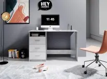 Schreibtisch >Mack< (B/H/T 123 x 76 x 50 cm) in Beton - 123x76x50cm (BxHxT)