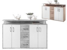 Highboard >Delia< in Weiß - 139x90x34cm (BxHxT)