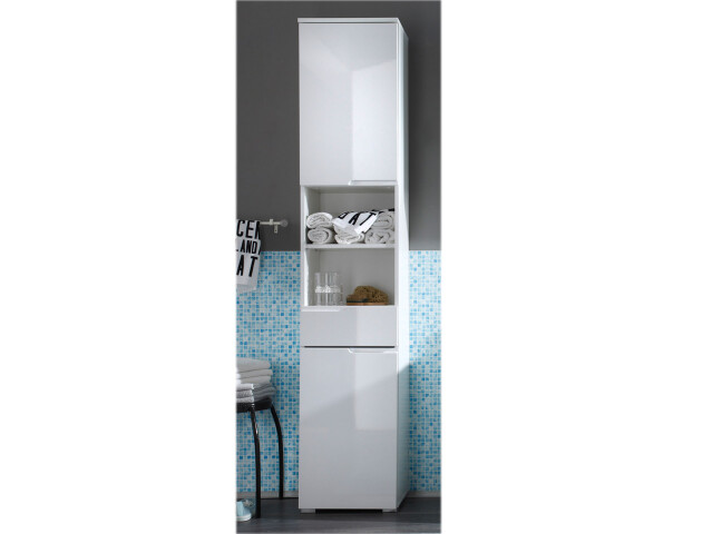 Hochschrank >Suzette< in Weiß aus MDF - 40x191x32cm (BxHxT)