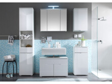Waschbeckenunterschrank >Suzette< in Weiß aus MDF - 80x54x46cm (BxHxT)