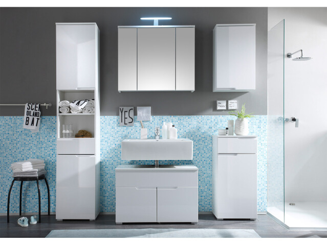 Badezimmer-Set >Suzette< (5-teilig) in Weiß aus MDF - 160x191x46cm (BxHxT)