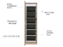 Schuhschrank >Zeraphina< - 50,5x181x22cm (BxHxT)