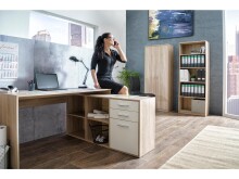 Eckschreibtisch >Linardo I< in Sonoma-Eiche - 136x75x138cm (BxHxT)