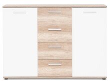 Sideboard >Jacklin< in Wildeiche Weiß - 120x85x35cm (BxHxT)