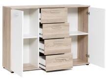 Sideboard >Jacklin< in Sonoma-Eiche Weiß - 120x85x35cm (BxHxT)