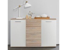 Sideboard >Jacklin< in Sonoma-Eiche Weiß - 120x85x35cm (BxHxT)