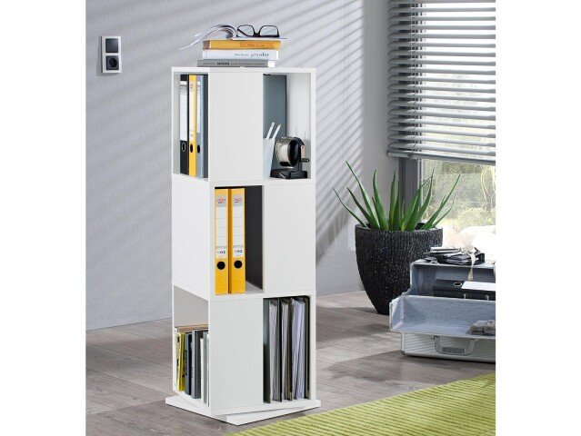 Drehregal >Jork< in Weiß - 34x108x34cm (BxHxT)