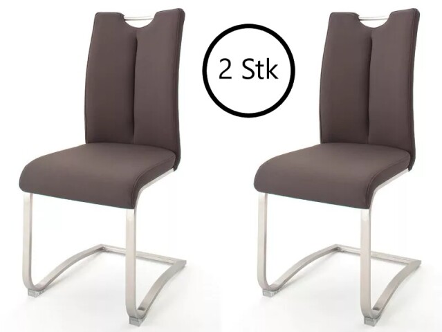 Esszimmerstuhl >Kerrin< (2-er Set) in Braun aus Polyurethan - 45x102x58 (BxHxT)