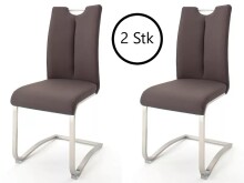 Esszimmerstuhl >Kerrin< (2-er Set) in Braun aus Polyurethan - 45x102x58 (BxHxT)