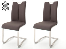 Esszimmerstuhl >Kerrin< (2-er Set) in Braun aus Echtleder - 45x102x58cm (BxHxT)