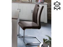Esszimmerstuhl >Kerrin< (2-er Set) in Braun aus Echtleder - 45x102x58cm (BxHxT)