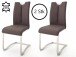 Esszimmerstuhl >Kerrin< (2-er Set) in Braun aus Echtleder - 45x102x58cm (BxHxT)
