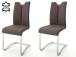 Esszimmerstuhl >Kerrin< (2-er Set) in Braun aus Echtleder - 45x102x58cm (BxHxT)