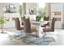 Esszimmerstuhl >Kerrin< (2-er Set) in Cappuccino aus Echtleder - 45x102x58 (BxHxT)