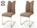 Esszimmerstuhl >Kerrin< (2-er Set) in Cappuccino aus Echtleder - 45x102x58 (BxHxT)