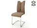 Esszimmerstuhl >Kerrin< (2-er Set) in Cappuccino aus Echtleder - 45x102x58 (BxHxT)