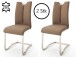 Esszimmerstuhl >Kerrin< (2-er Set) in Cappuccino aus Echtleder - 45x102x58 (BxHxT)