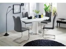 Esszimmerstuhl >Kerrin< (2-er Set) in grau aus Echtleder - 45x102x58cm (BxHxT)