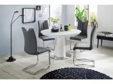 Esszimmerstuhl >Kerrin< (2-er Set) in grau aus Echtleder - 45x102x58cm (BxHxT)