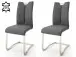 Esszimmerstuhl >Kerrin< (2-er Set) in grau aus Echtleder - 45x102x58cm (BxHxT)