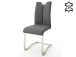 Esszimmerstuhl >Kerrin< (2-er Set) in grau aus Echtleder - 45x102x58cm (BxHxT)