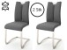 Esszimmerstuhl >Kerrin< (2-er Set) in grau aus Echtleder - 45x102x58cm (BxHxT)