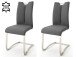 Esszimmerstuhl >Kerrin< (2-er Set) in grau aus Echtleder - 45x102x58cm (BxHxT)