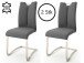 Esszimmerstuhl >Kerrin< (2-er Set) in grau aus Echtleder - 45x102x58cm (BxHxT)