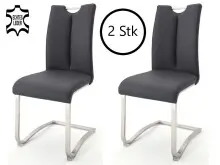 Esszimmerstuhl >Kerrin< (2-er Set) in Schwarz aus Echtleder - 45x102x58 (BxHxT)