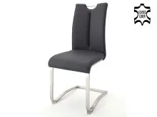 Esszimmerstuhl >Kerrin< (2-er Set) in Schwarz aus Echtleder - 45x102x58 (BxHxT)