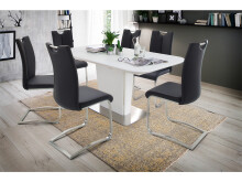 Esszimmerstuhl >Kerrin< (2-er Set) in Schwarz aus Echtleder - 45x102x58 (BxHxT)