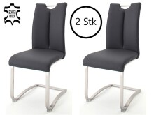 Esszimmerstuhl >Kerrin< (2-er Set) in Schwarz aus Echtleder - 45x102x58 (BxHxT)