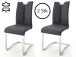 Esszimmerstuhl >Kerrin< (2-er Set) in Schwarz aus Echtleder - 45x102x58 (BxHxT)