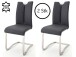 Esszimmerstuhl >Kerrin< (2-er Set) in Schwarz aus Echtleder - 45x102x58 (BxHxT)