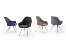 Esszimmerstuhl >Hiva II< (2-er Set) in Graublau aus Edelstahl - 55x88x62 (BxHxT)