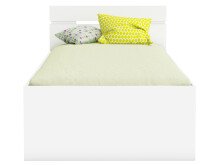 Stauraumbett >Lorenzo< in Perle Weiß - 94.5x74.2x204.3cm (BxHxT)
