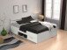 Stauraumbett >Lorenzo< in Perle Weiß - 144.5x74.2x204.3cm (BxHxT)