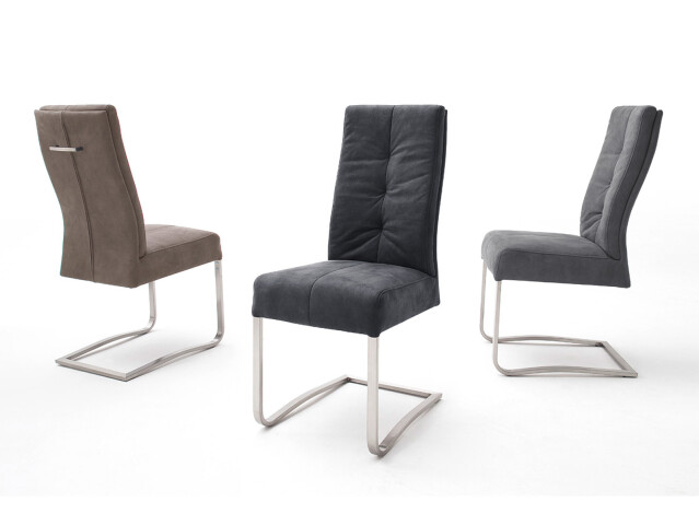 Esszimmerstuhl >Tyrone I< (2-er Set) in Edelstahl/gebürstet - 46x102x61 (BxHxT)