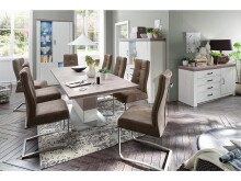 Esszimmerstuhl >Tyrone I< (2-er Set) in Edelstahl/gebürstet - 46x102x61 (BxHxT)