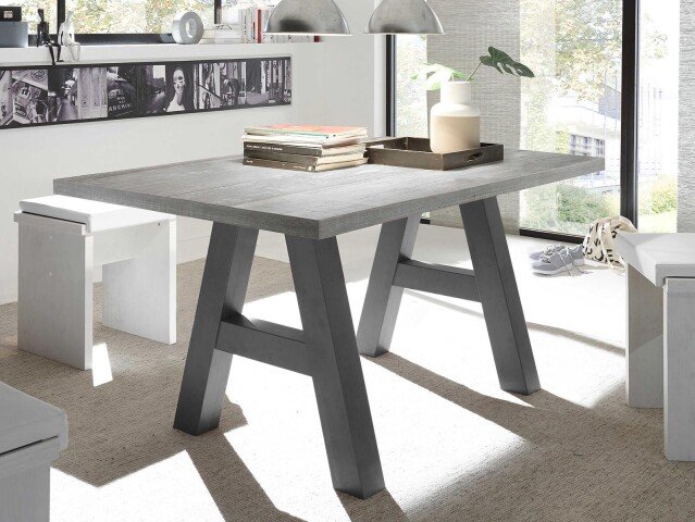 Esstisch >Trey I< in Graphit aus MDF - 140x75x90cm (BxHxT)