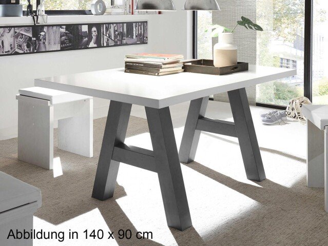 Esstisch >Trey II< in Graphit aus MDF - 160x75x90cm (BxHxT)