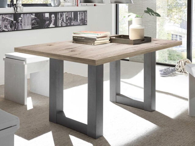 Esstisch >Trey< in Graphit Sandeiche aus MDF - 140x75x90cm (BxHxT)
