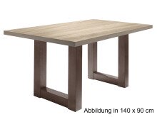 Esstisch >Trey VI< in Eiche sägerau aus MDF - 160x75x90cm (BxHxT)