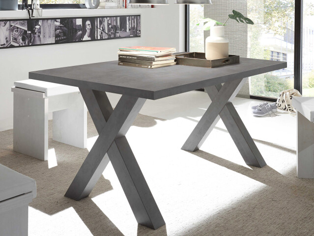 Esstisch >Trey IX< in Graphit aus MDF - 140x75x90cm (BxHxT)