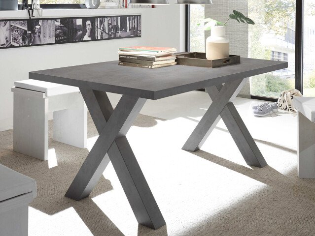 Esstisch >Trey IX< in Graphit aus MDF - 140x75x90cm (BxHxT)