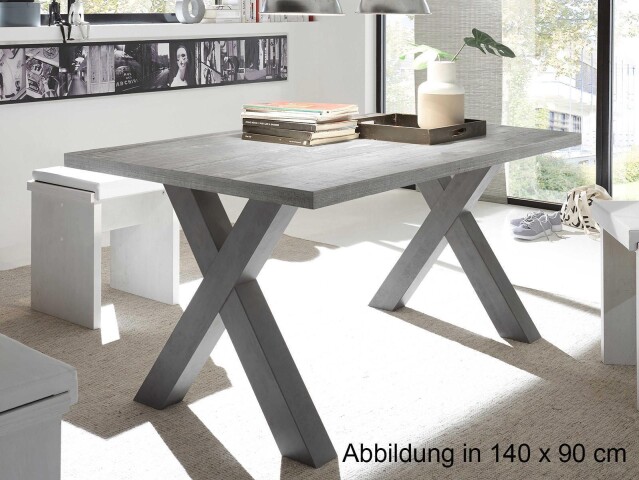 Esstisch >Trey X< in Graphit aus MDF - 160x75x90cm (BxHxT)