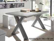 Esstisch >Trey X< in Graphit aus MDF - 160x75x90cm (BxHxT)
