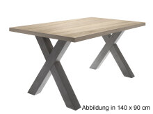 Esstisch >Trey X< in Eiche sägerau aus MDF - 160x75x90cm (BxHxT)